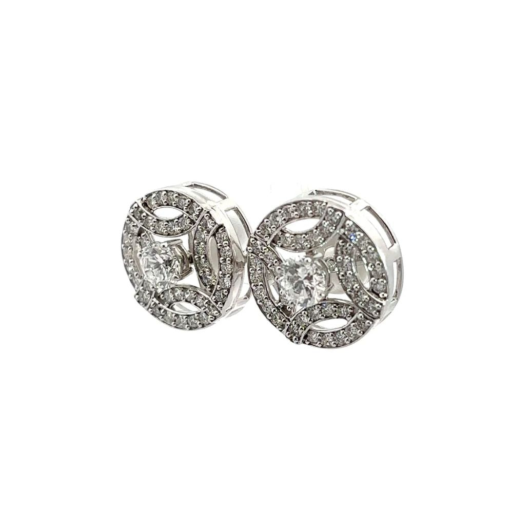 Round Filigree Diamond Stud Earrings