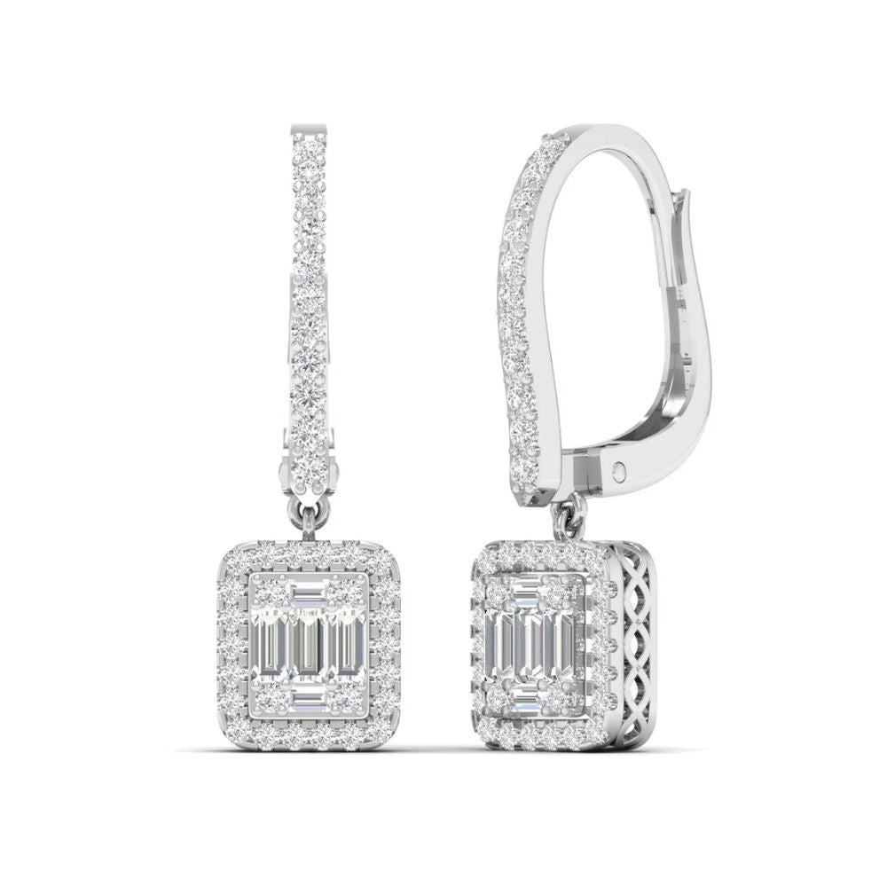 Art Deco-Inspired Baguette Diamond Drop Earrings