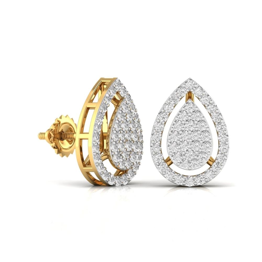 Double Halo Teardrop Diamond Earrings