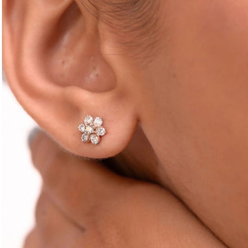 Floral Diamond Stud Earrings