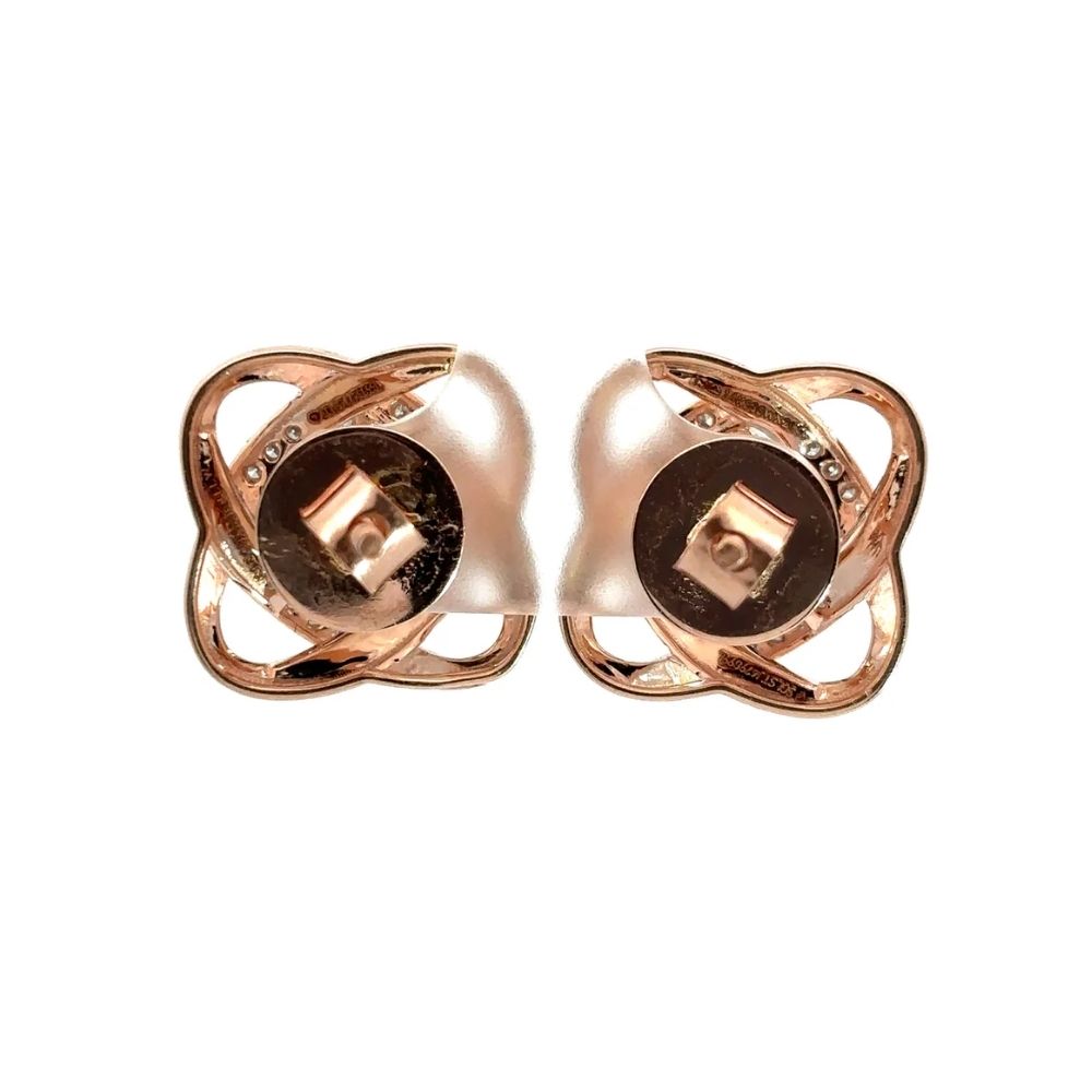 Intertwined Rose and White Diamond Stud Earrings
