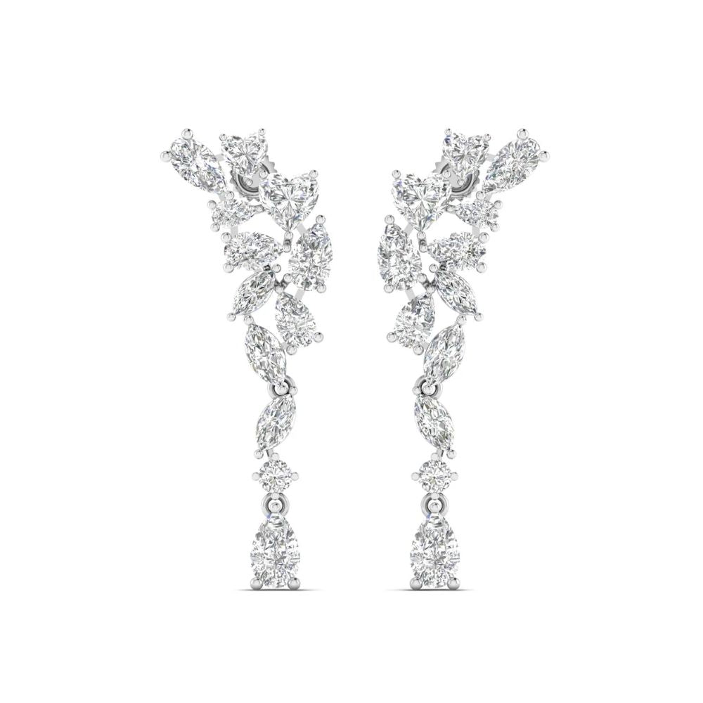 Leaf-Inspired Diamond Dangling Earrings