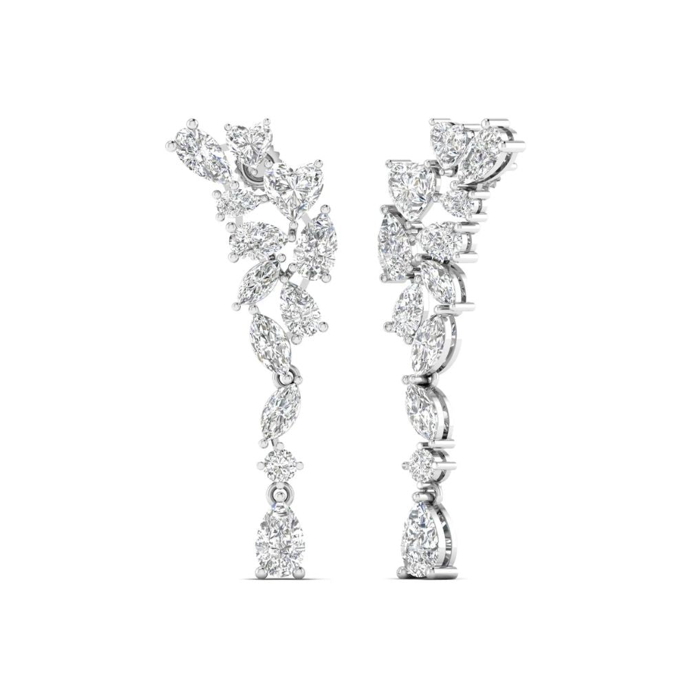 Leaf-Inspired Diamond Dangling Earrings