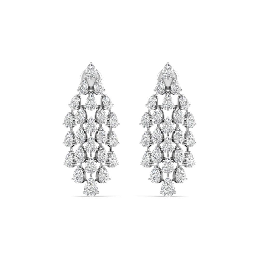 Chandelier-Style Pear Diamond Cascade Earrings
