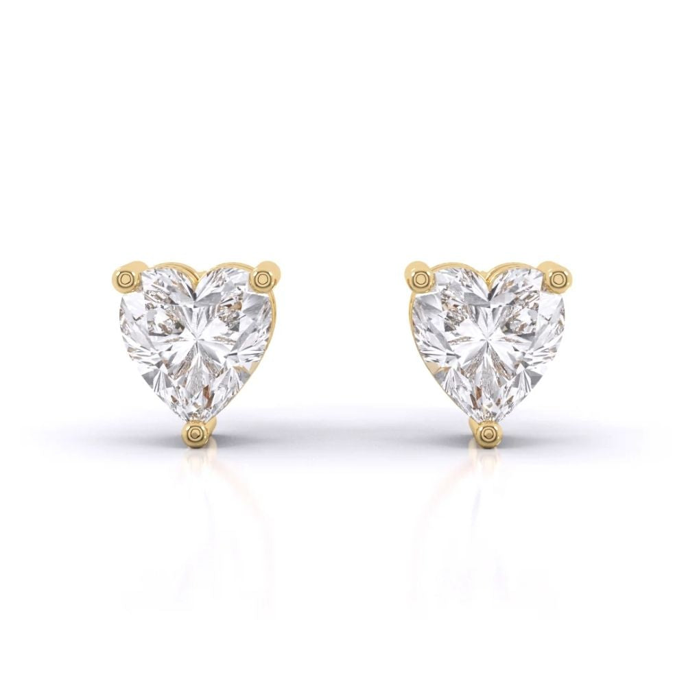 Heart-Shaped Diamond Stud Earrings