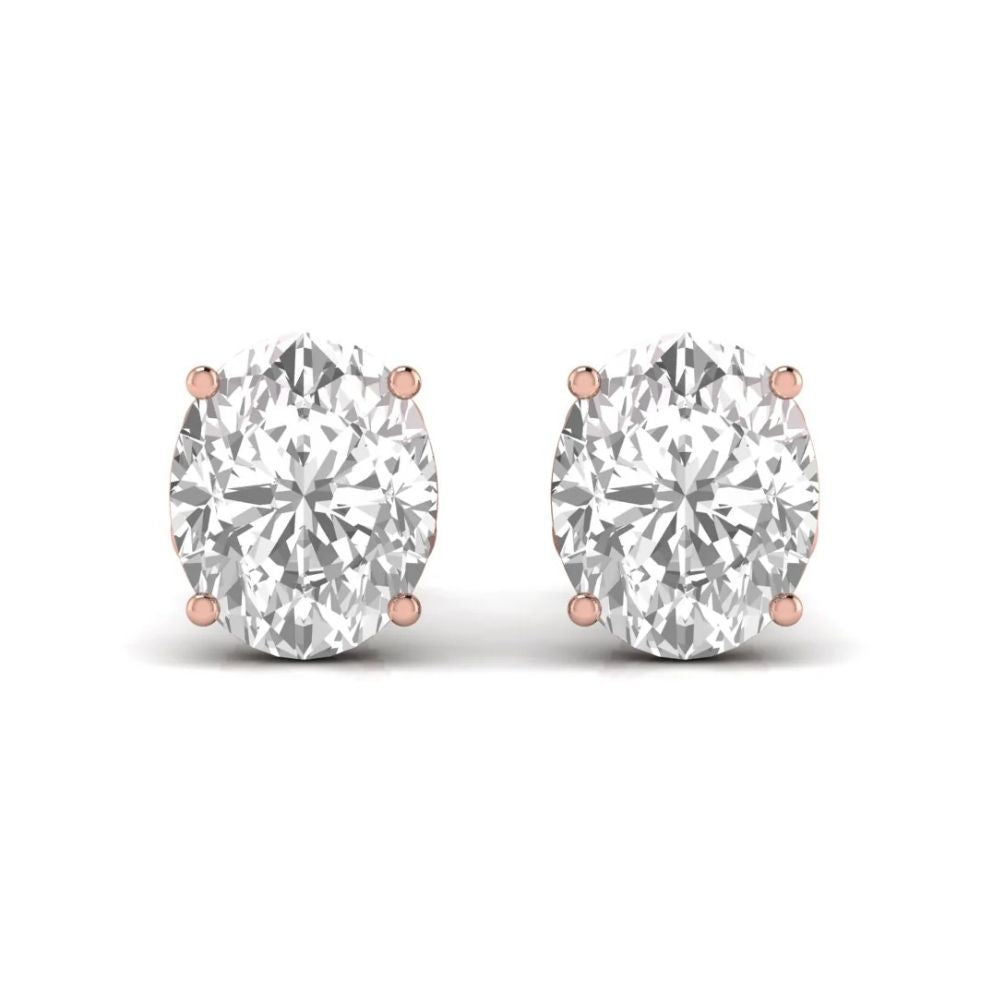 Classic Oval Diamond Stud Earrings