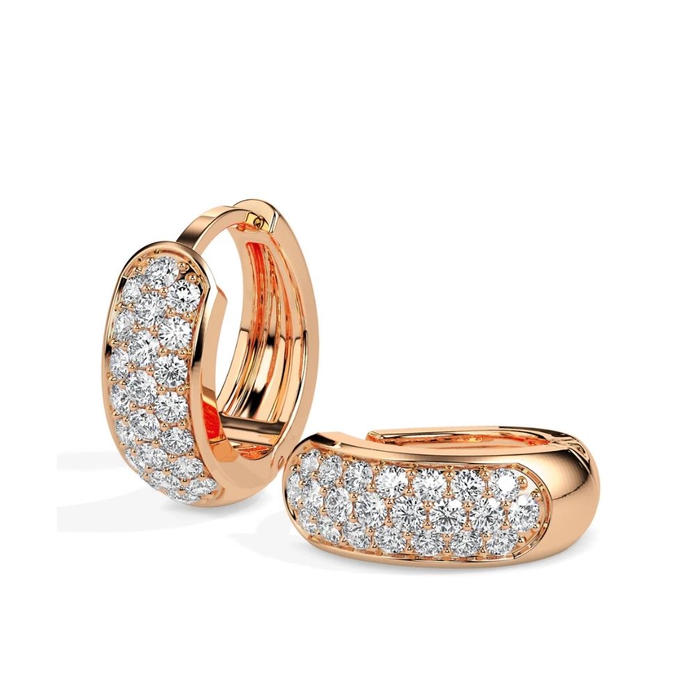 Bold Rose Gold Huggie Earrings with Diamonds