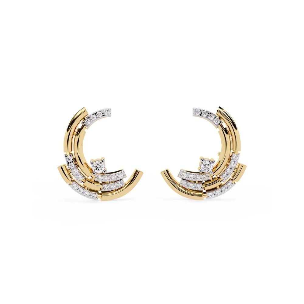 Modern Half Hoop Diamond Earrings