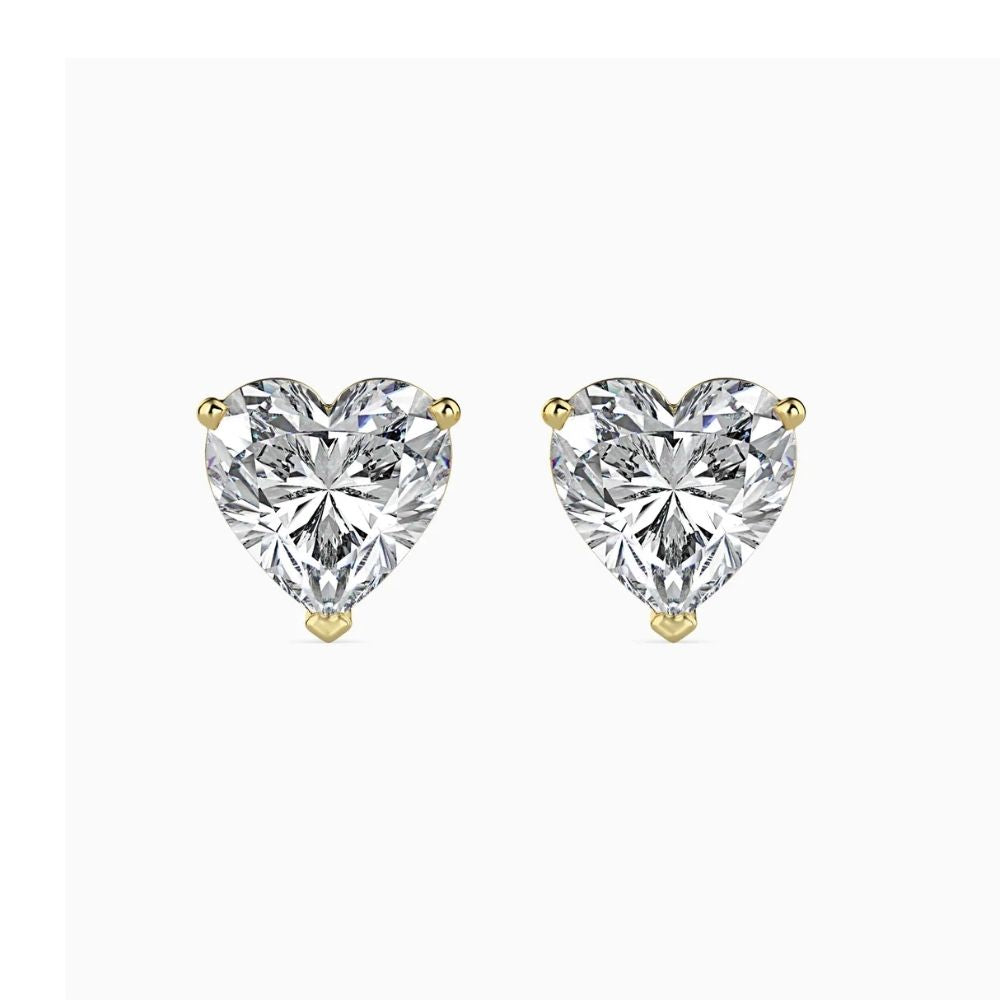 Heart-Shaped Diamond Stud Earrings in Classic Prong Setting