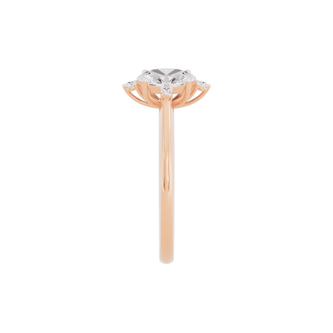 Oval Diamond Ring with Accent Side Stones