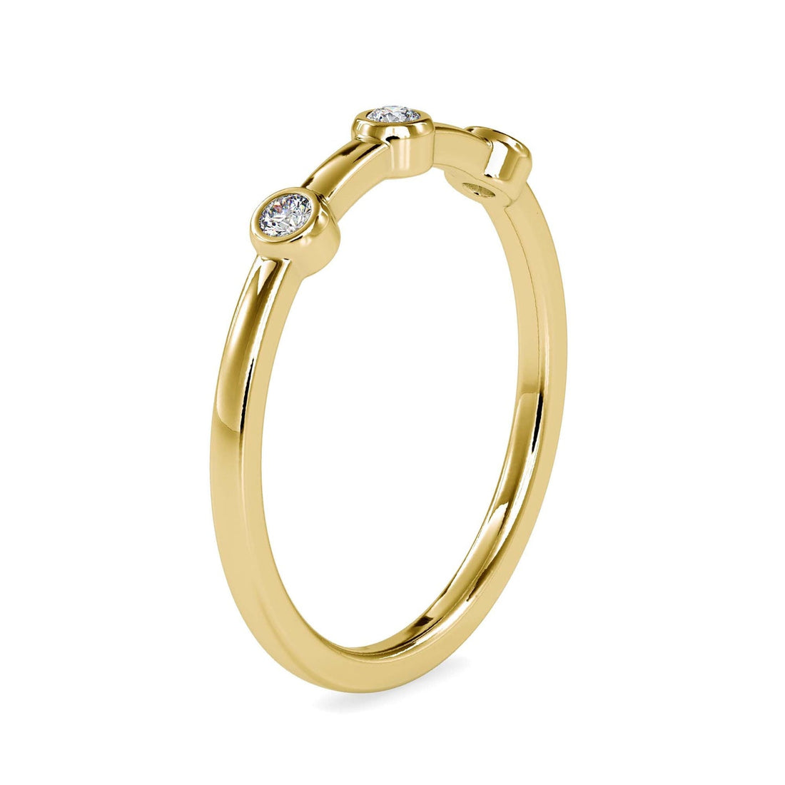 Minimalist Trio Diamond Ring with Bezel Settings