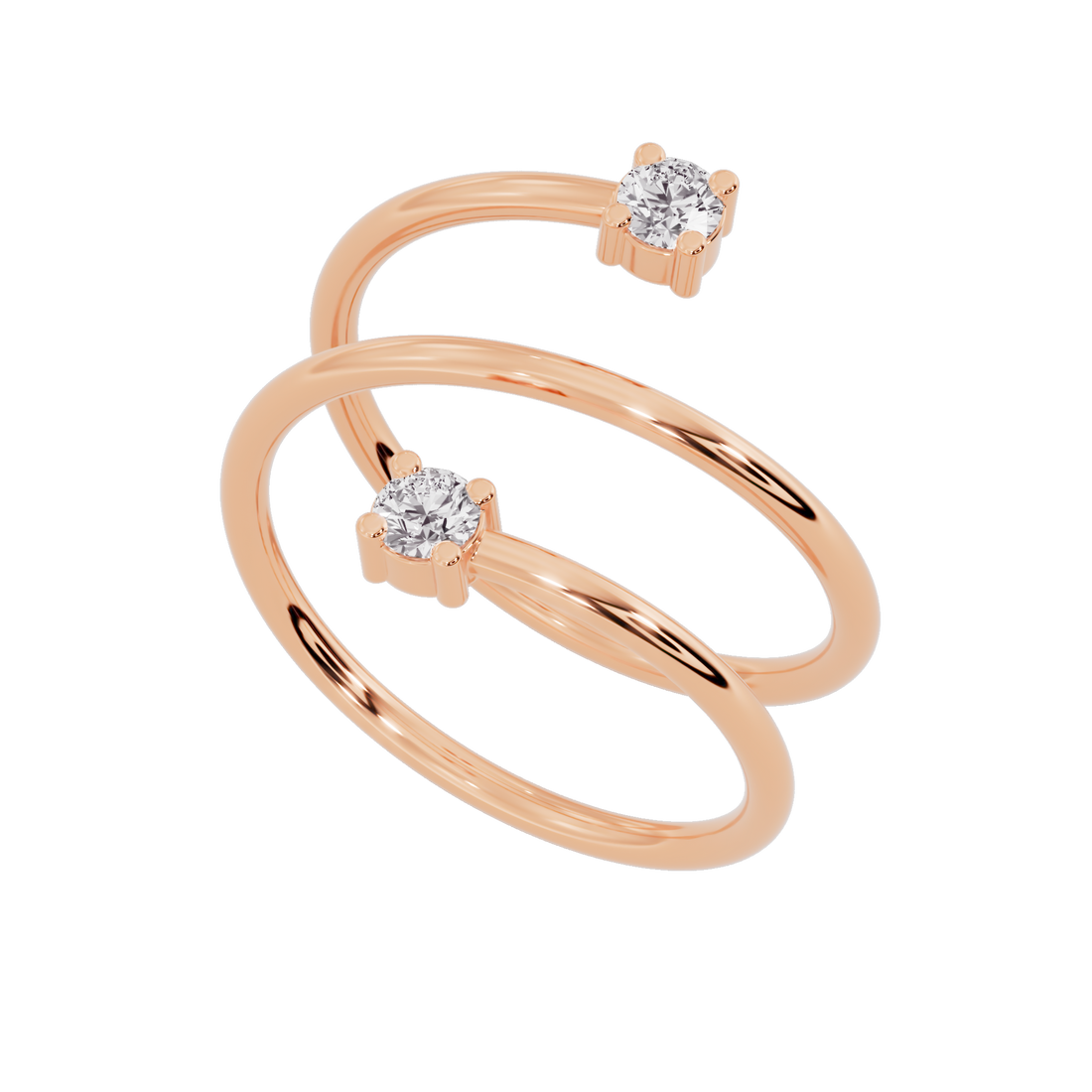 Spiral Round Cut Diamond Ring