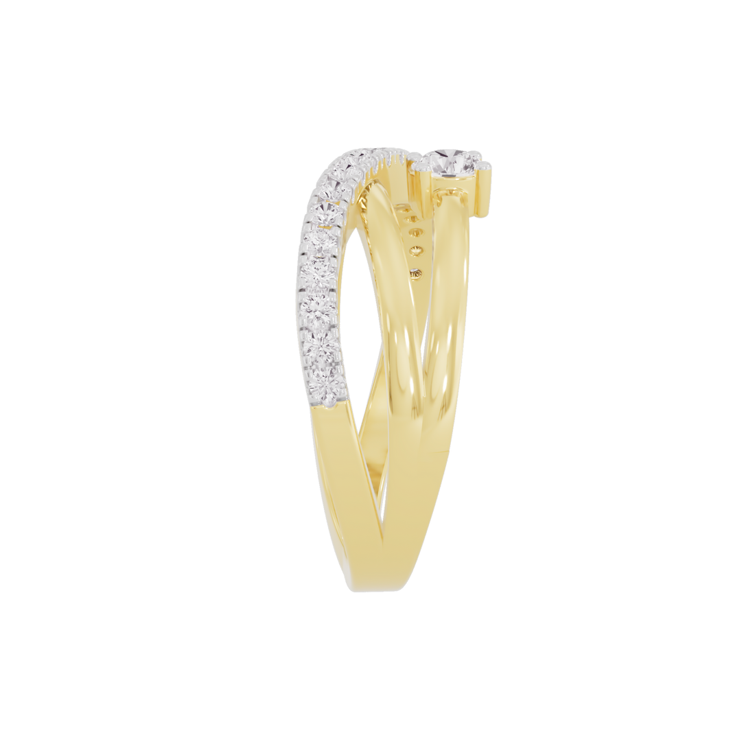 Twisted Band Diamond Ring with Solitaire Accent