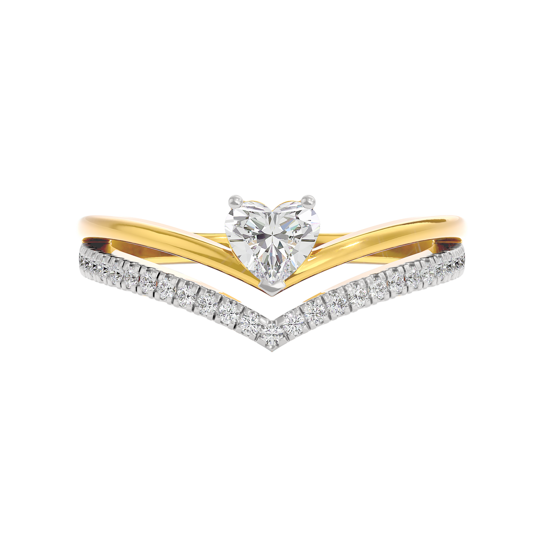 Heart Cut Diamond Ring with Pave Accent Band